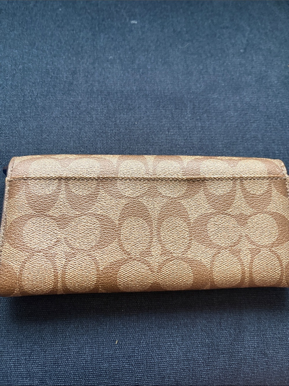 Coach Brown Signature Flap Wallet with Logo Emblem - Picture 4 of 10